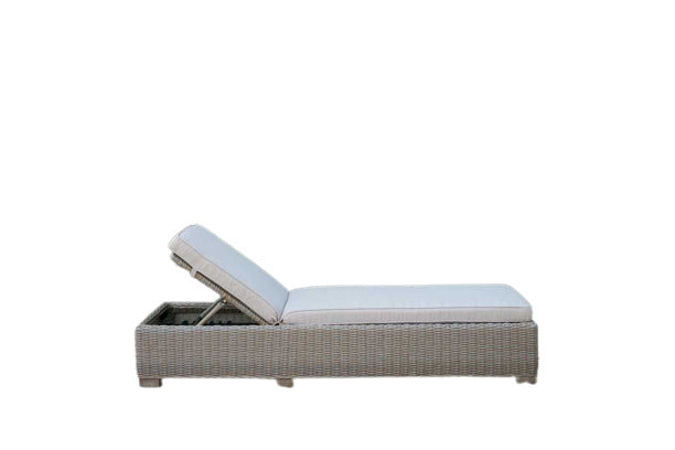 75" Brown Chaise Lounge With Beige Cushion-0