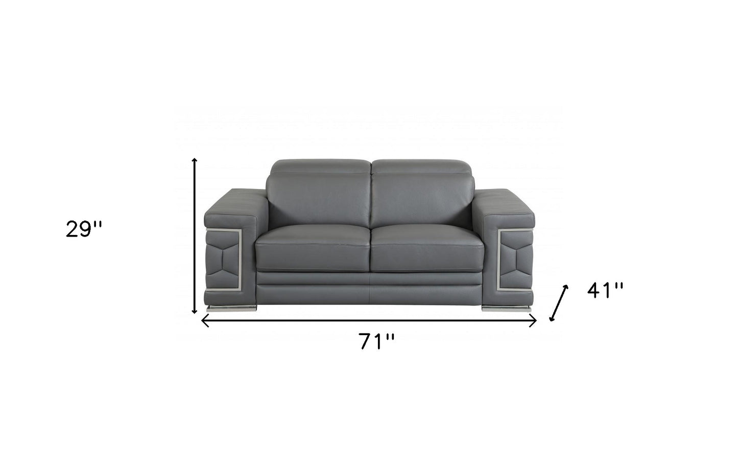 71" Gray And Silver Genuine Leather Love Seat-7
