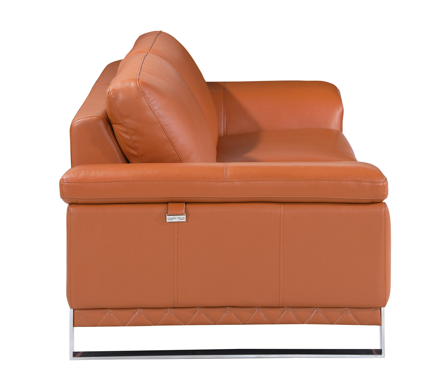 49" Brown And Silver Genuine Leather Arm Chair-4