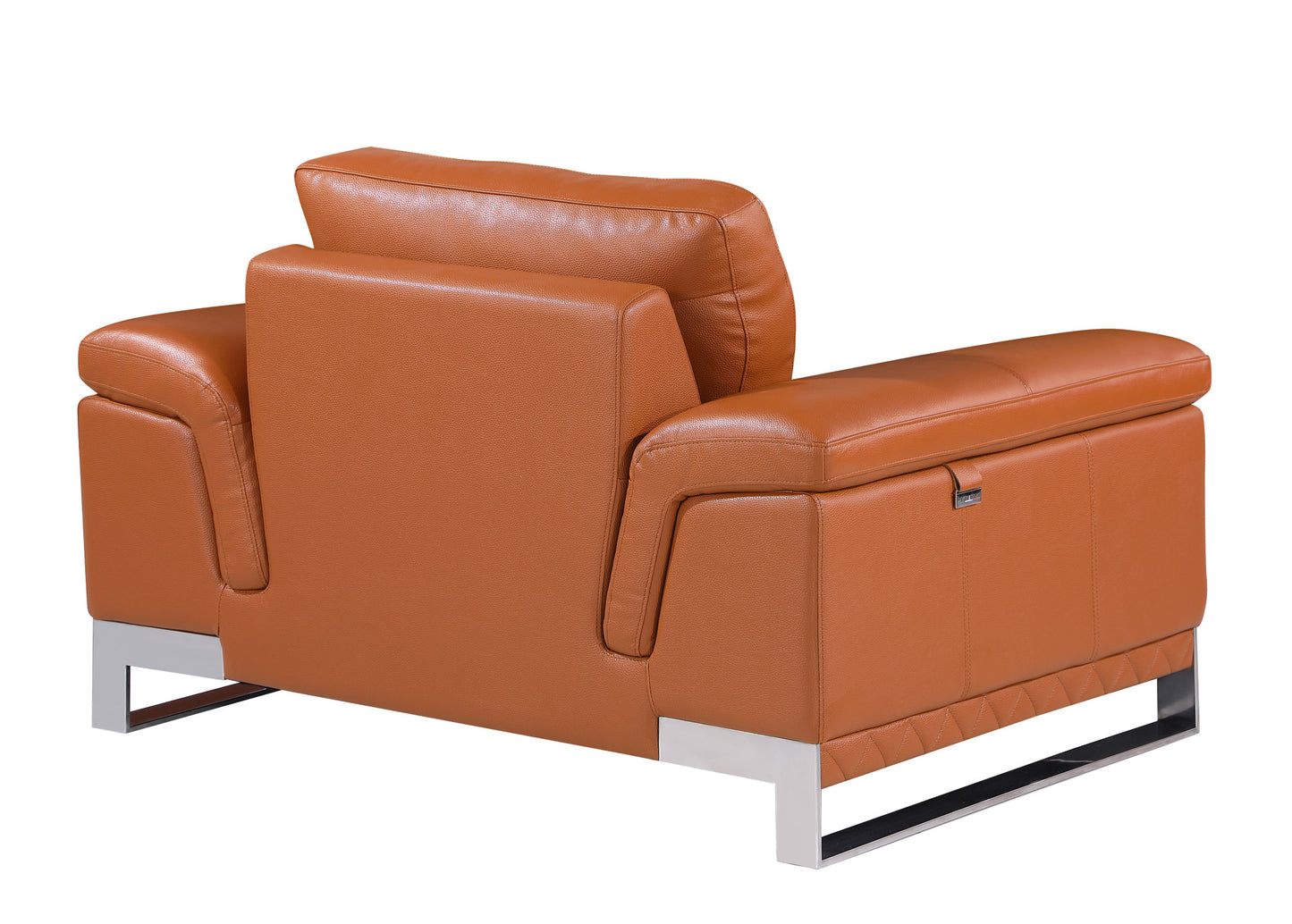 49" Brown And Silver Genuine Leather Arm Chair-2