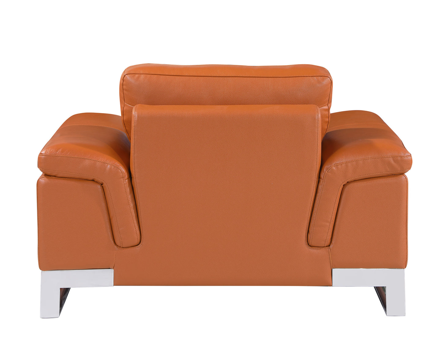 49" Brown And Silver Genuine Leather Arm Chair-3