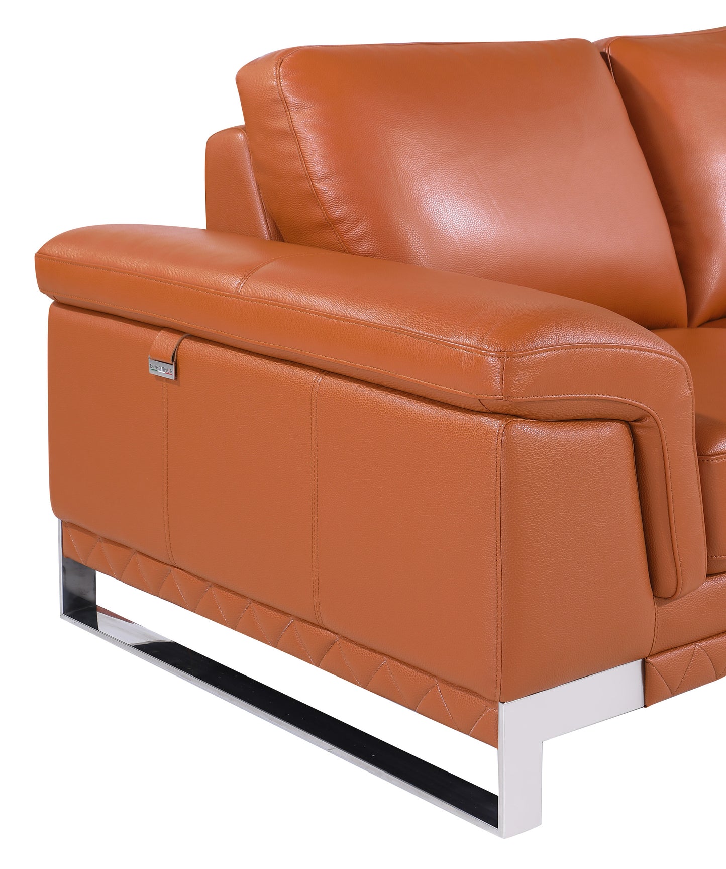 49" Brown And Silver Genuine Leather Arm Chair-5