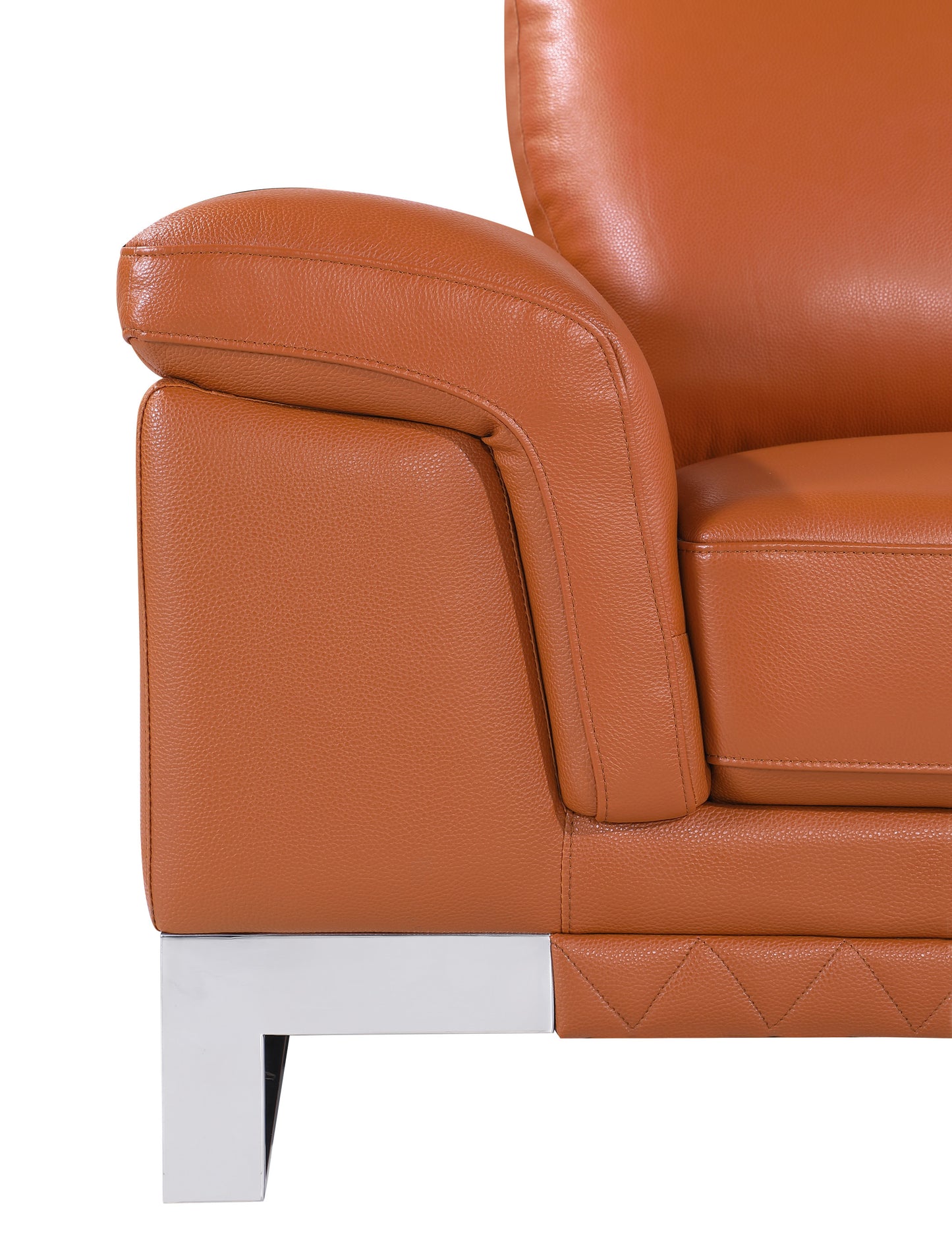 49" Brown And Silver Genuine Leather Arm Chair-6