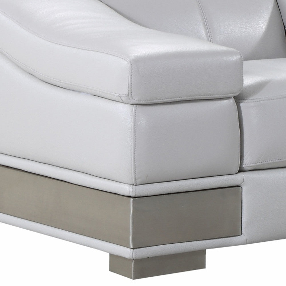 49" Gray Genuine Leather Arm Chair-2