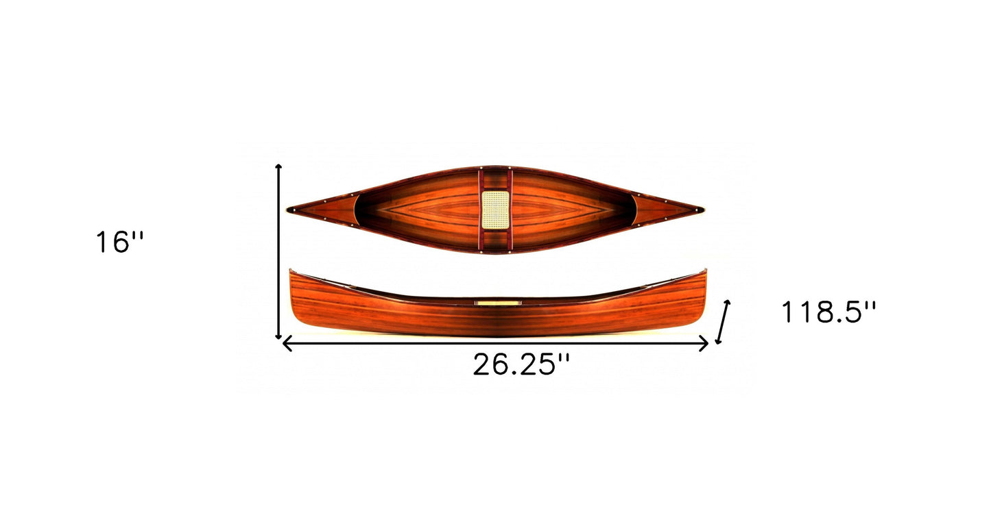 26.25" X 118.5" X 16" Wooden Canoe-8