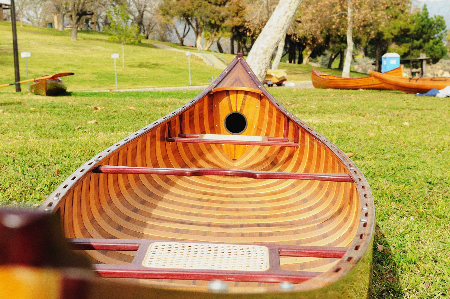 35.5" X 216" X 27" Wooden Canoe With Ribs-4