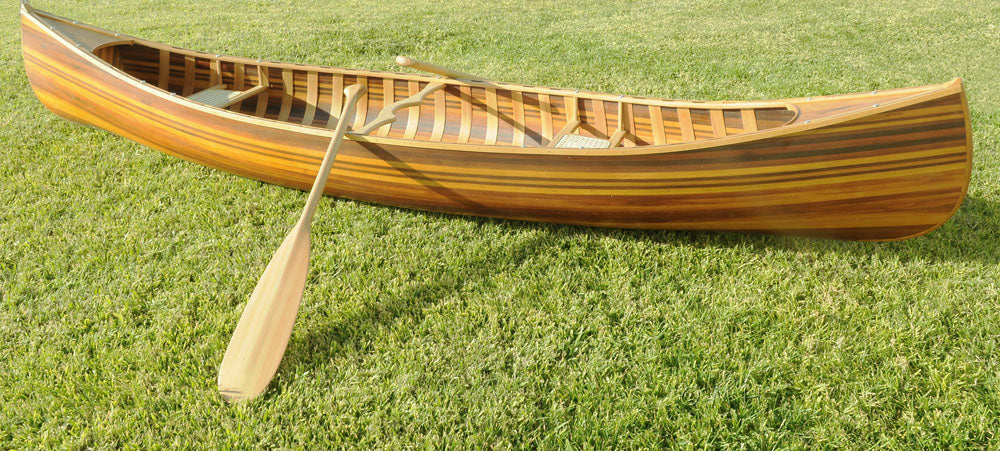 16" Wood Brown Solid Wood Hand Painted Model Boat Tabletop Sculpture-6