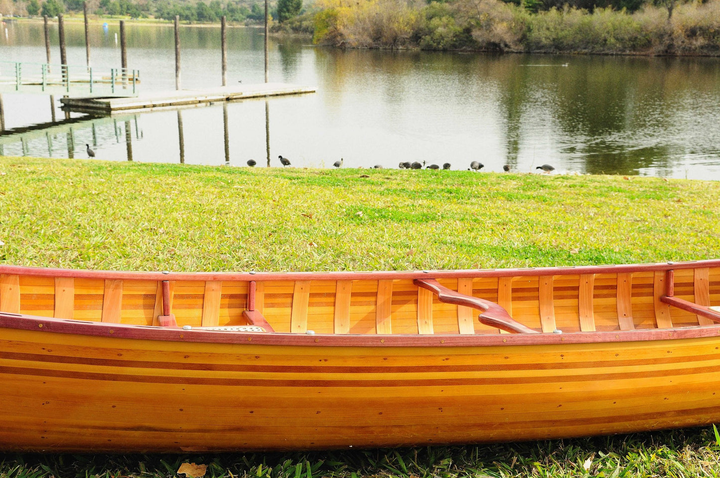 28.5" X 144" X 21" Wooden Canoe With Ribs Curved Bow-4