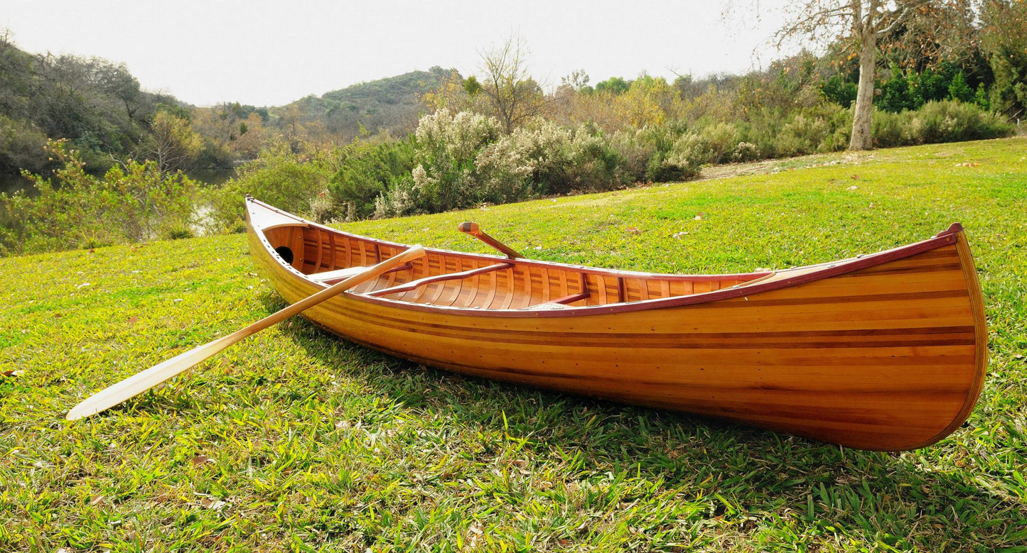 28.5" X 144" X 21" Wooden Canoe With Ribs Curved Bow-5
