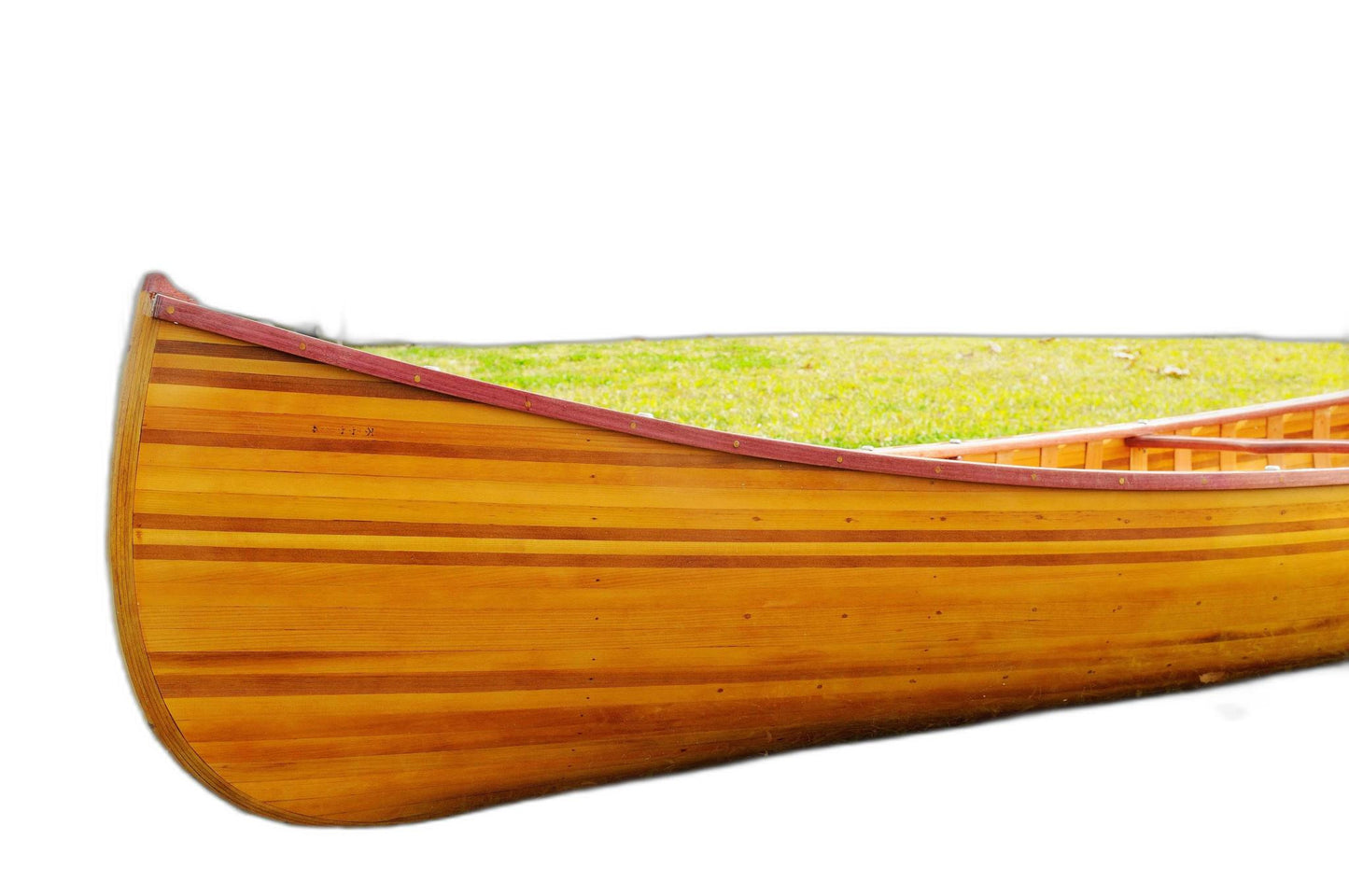 28.5" X 144" X 21" Wooden Canoe With Ribs Curved Bow-0