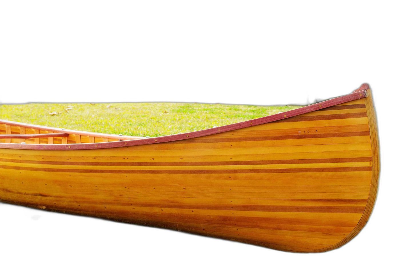 28.5" X 144" X 21" Wooden Canoe With Ribs Curved Bow-2