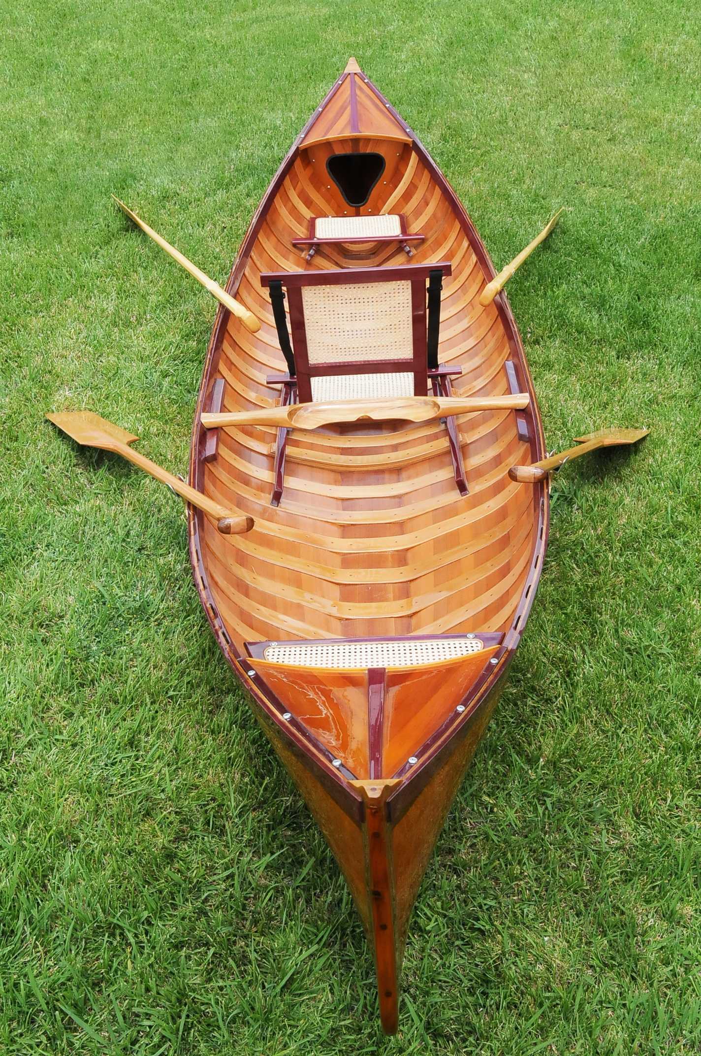 26" Wood Brown Solid Wood Model Boat Tabletop Sculpture-3