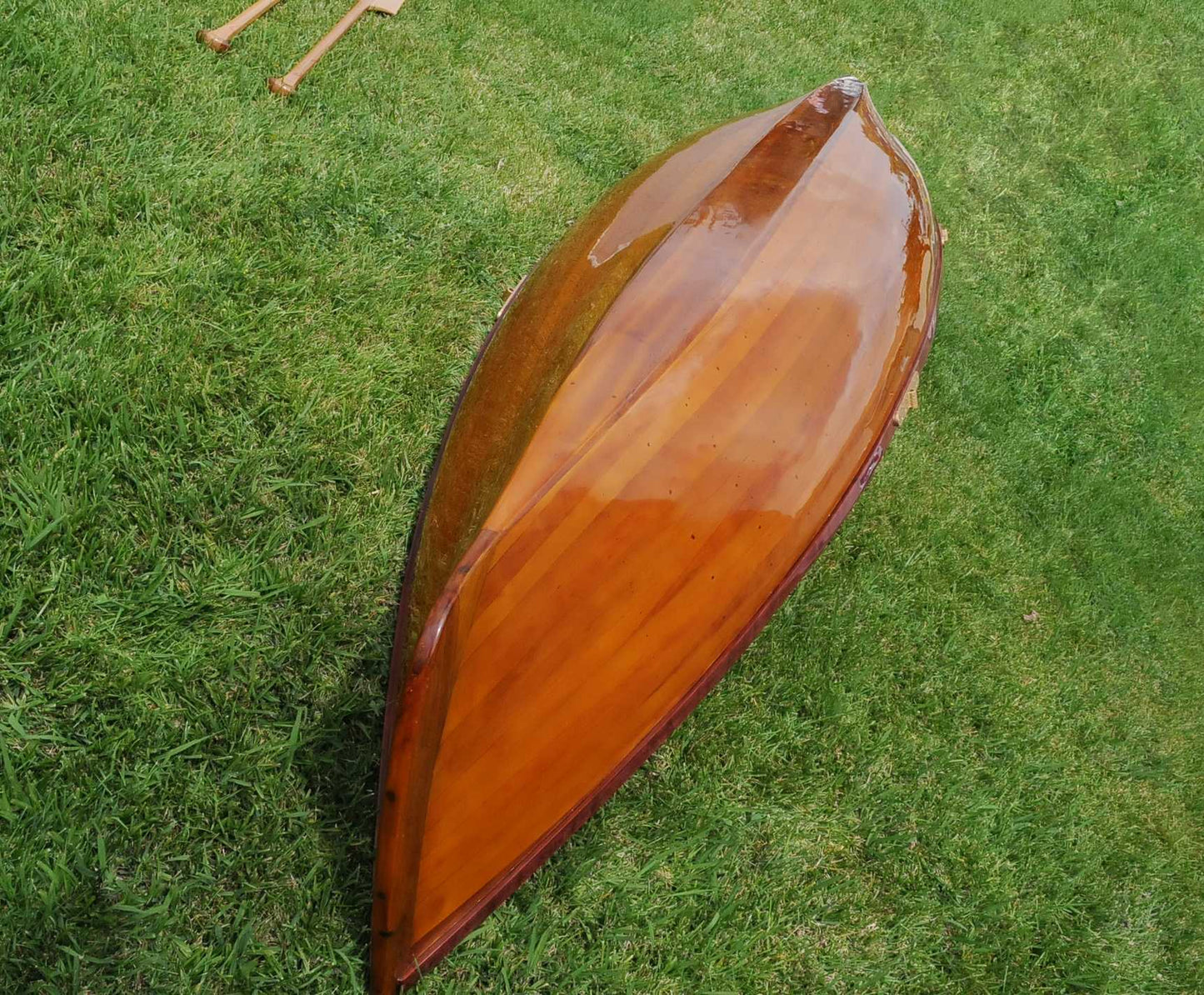 26" Wood Brown Solid Wood Model Boat Tabletop Sculpture-4