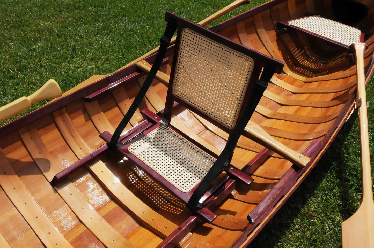 26" Wood Brown Solid Wood Model Boat Tabletop Sculpture-5