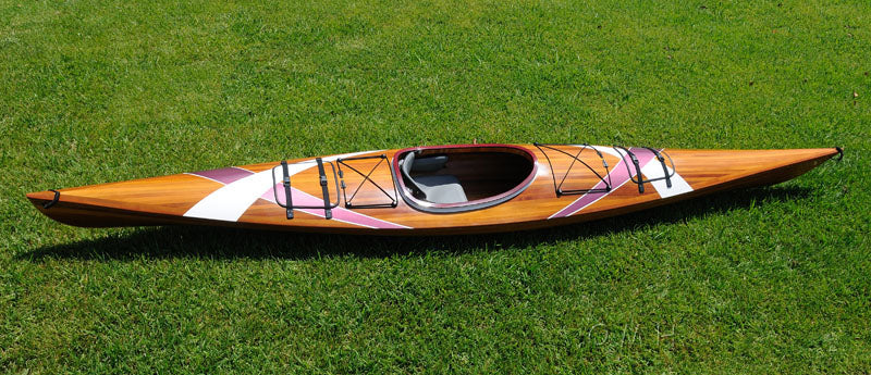 24" X 177" X 13.5" White And Purple Ribbonwooden Kayak-4
