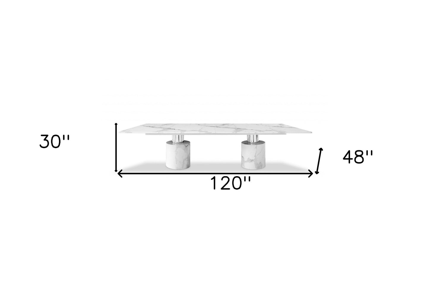 120" White Marble Double Pedestal Base Dining Table-7