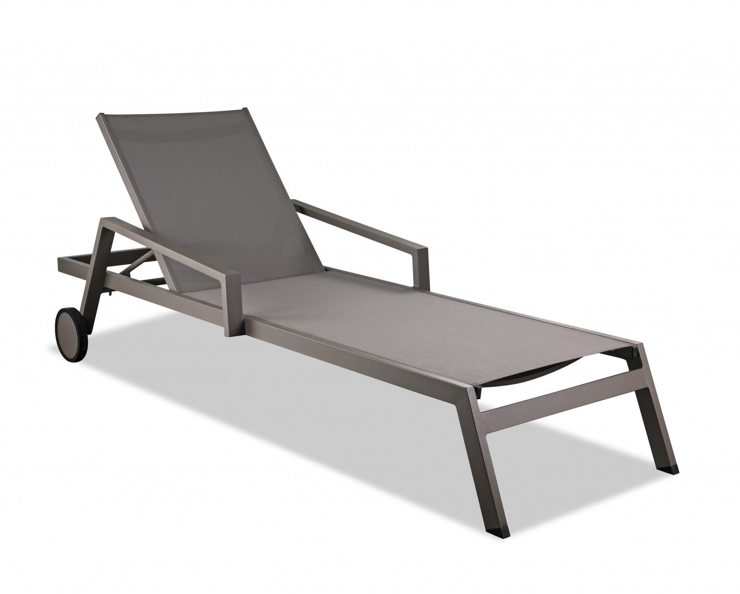 Set Of 2 Taupe Modern Aluminum Chaise Lounges-1