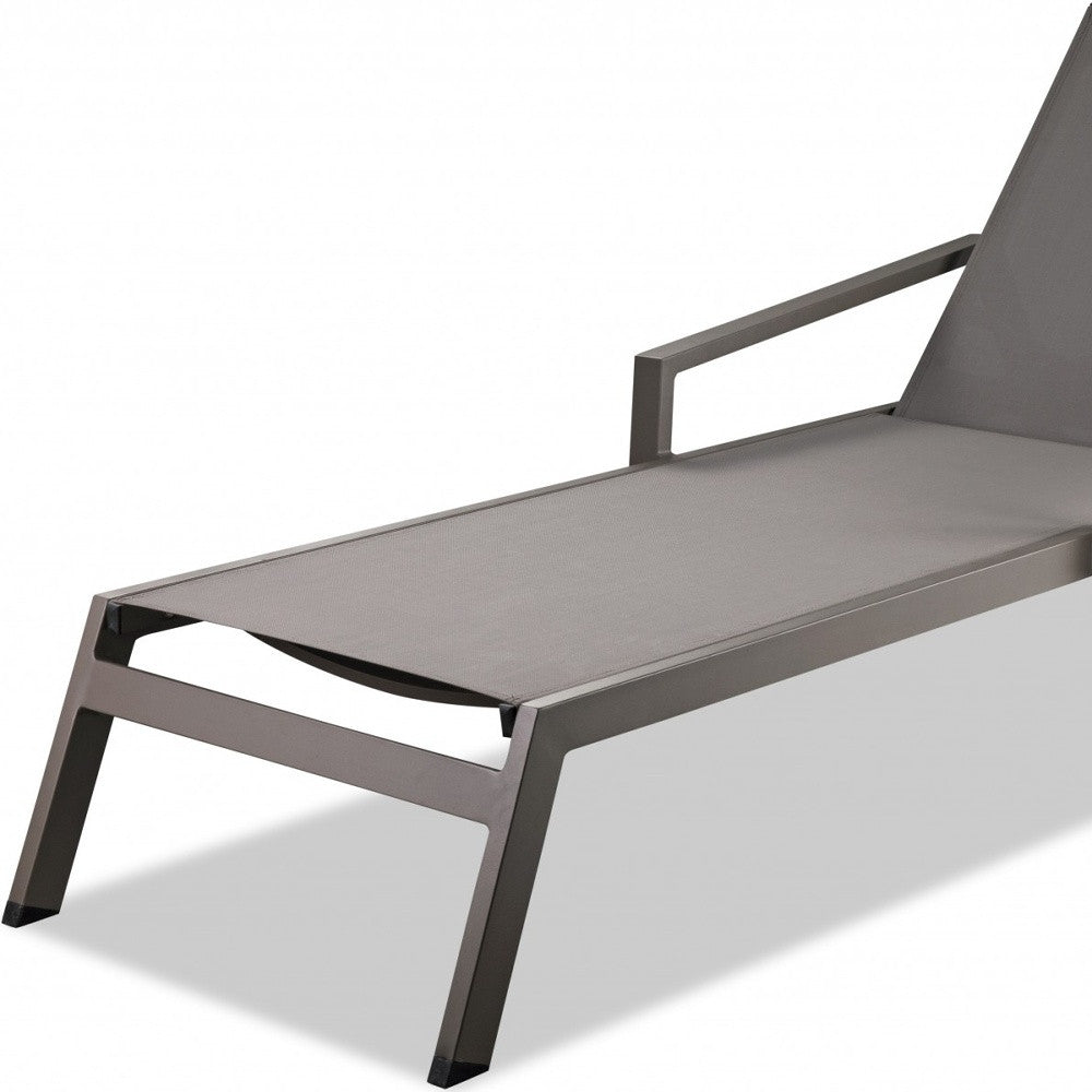 Set Of 2 Taupe Modern Aluminum Chaise Lounges-2