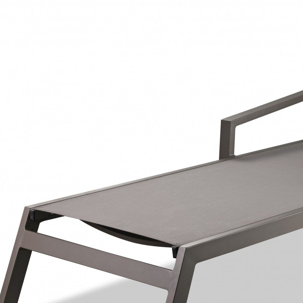 Set Of 2 Taupe Modern Aluminum Chaise Lounges-3