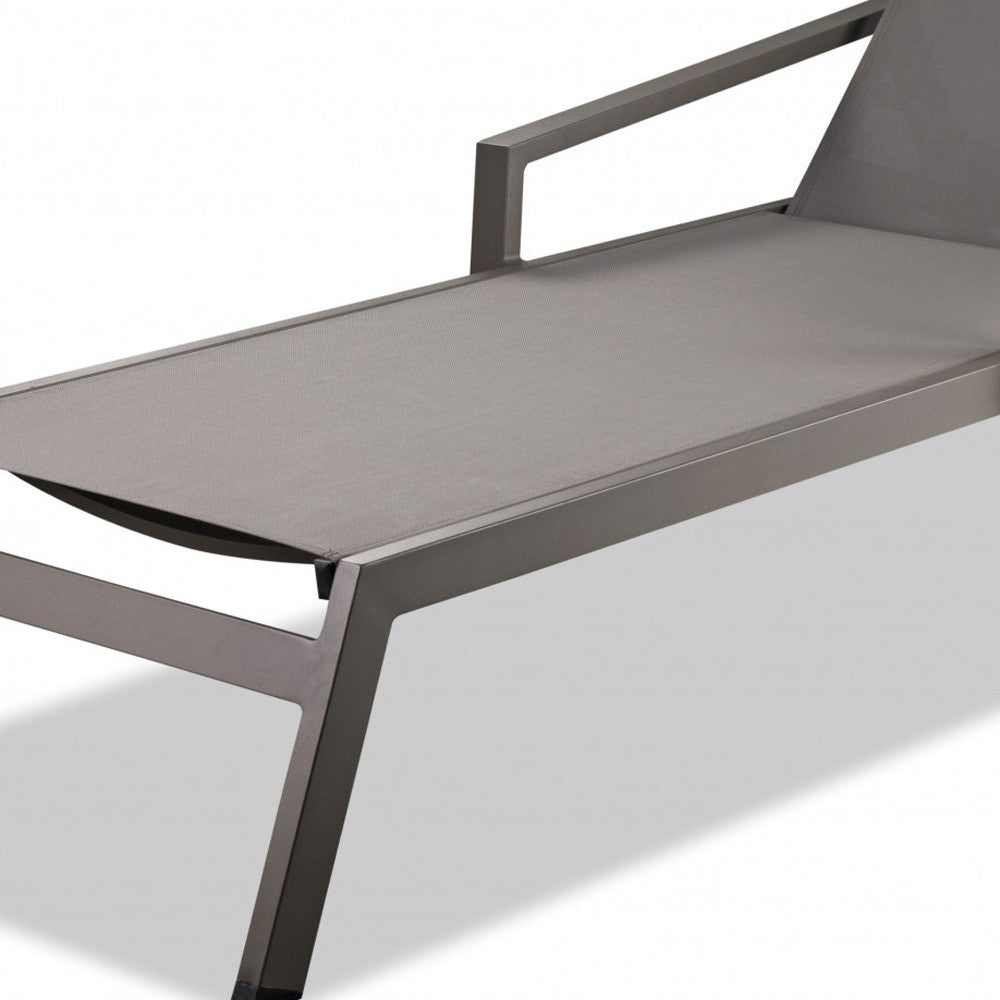 Set Of 2 Taupe Modern Aluminum Chaise Lounges-4