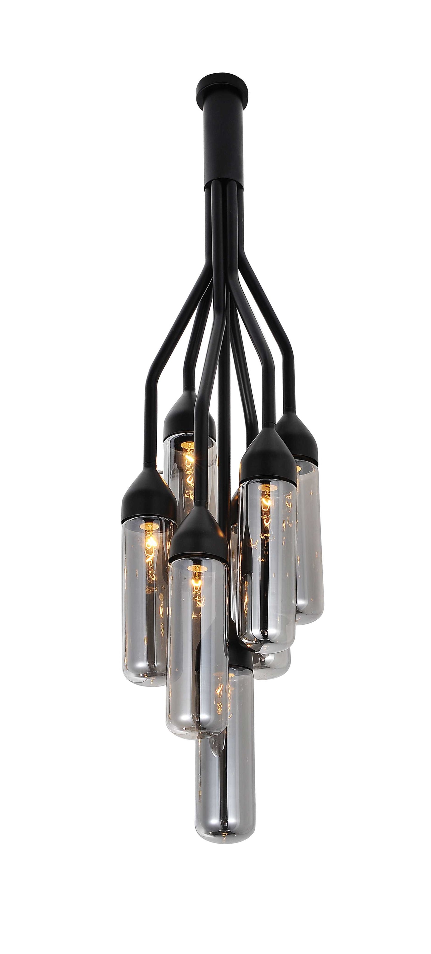 Shaded Empire Six Light Metal and Glass Flush Ceiling Light With Clear Shades-2