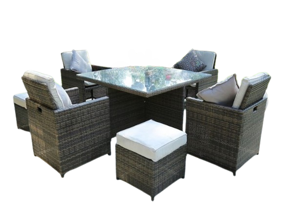 Nine Piece Clear and Gray Glass Dining Set-0