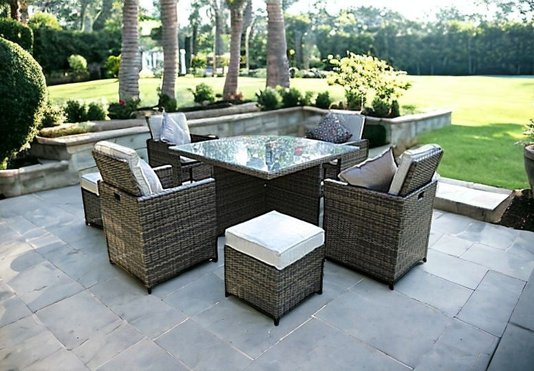 Nine Piece Clear and Gray Glass Dining Set-6