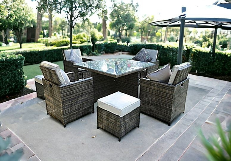 Nine Piece Clear and Gray Glass Dining Set-7