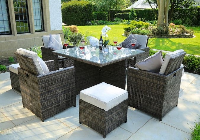 Nine Piece Clear and Gray Glass Dining Set-1
