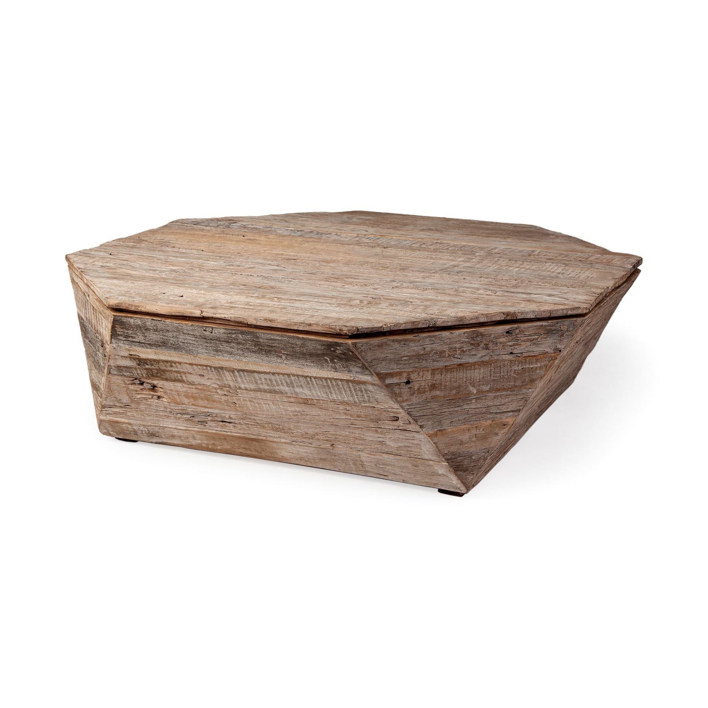 49" Natural Octagon Distressed Lift Top Coffee Table-1