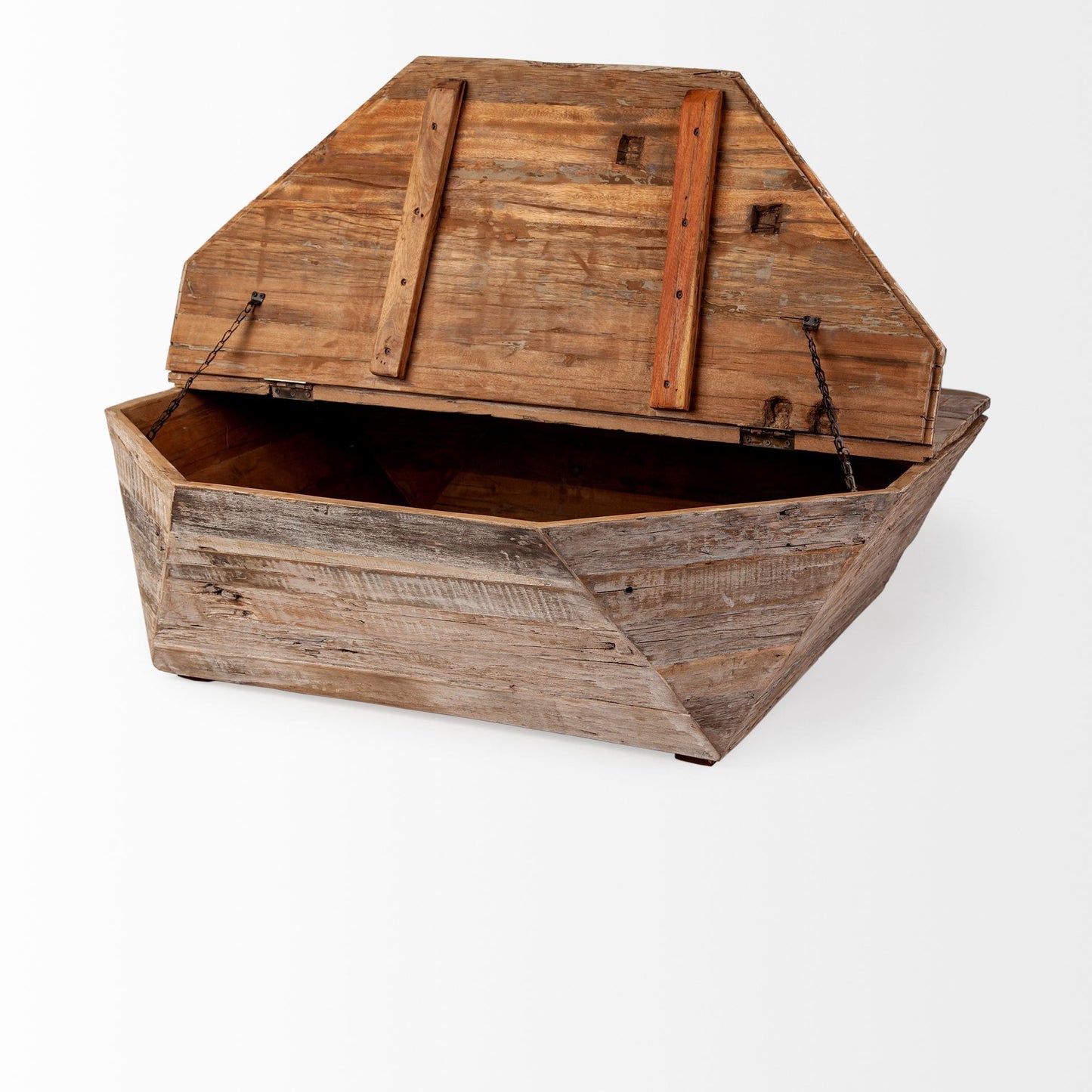 49" Natural Octagon Distressed Lift Top Coffee Table-3
