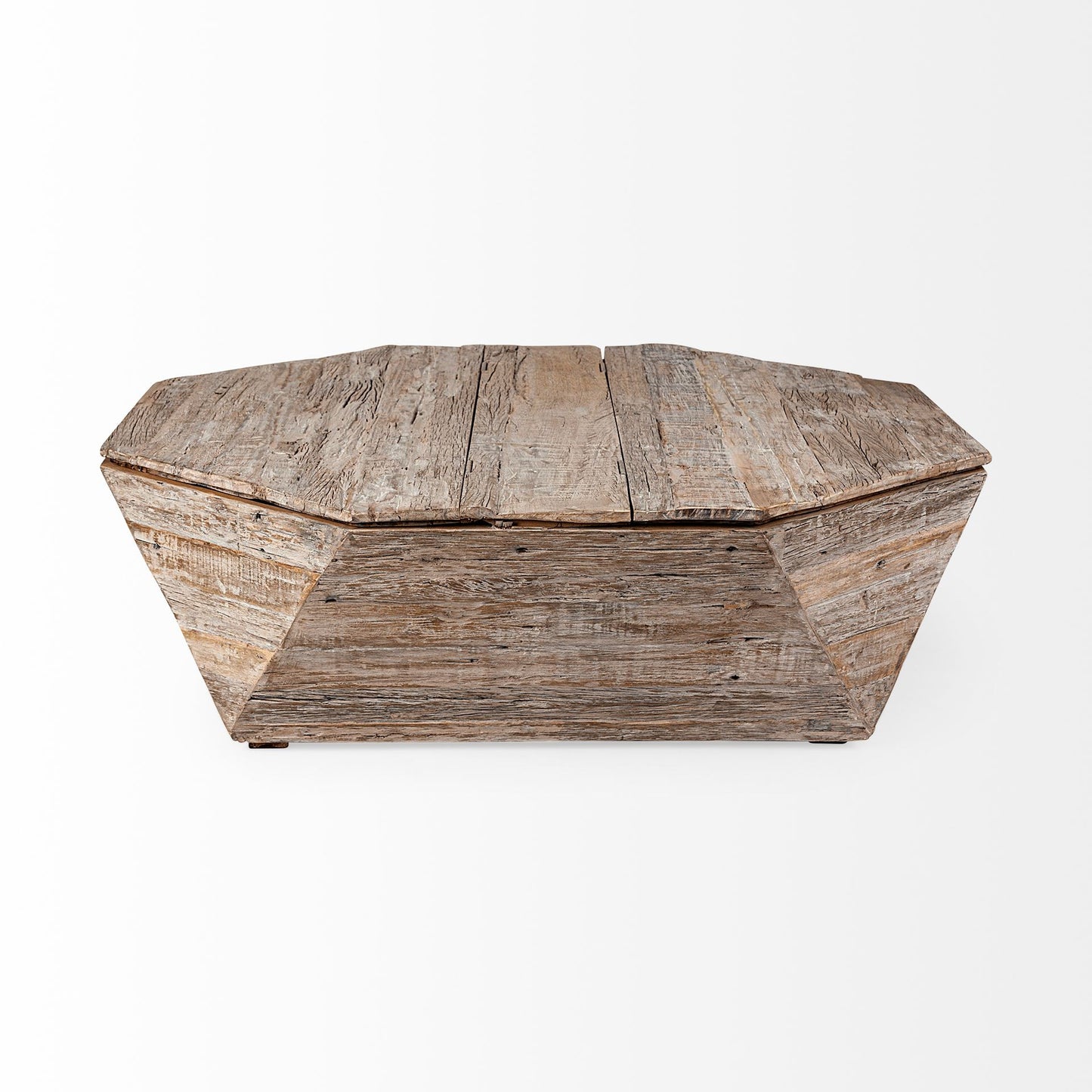 49" Natural Octagon Distressed Lift Top Coffee Table-2