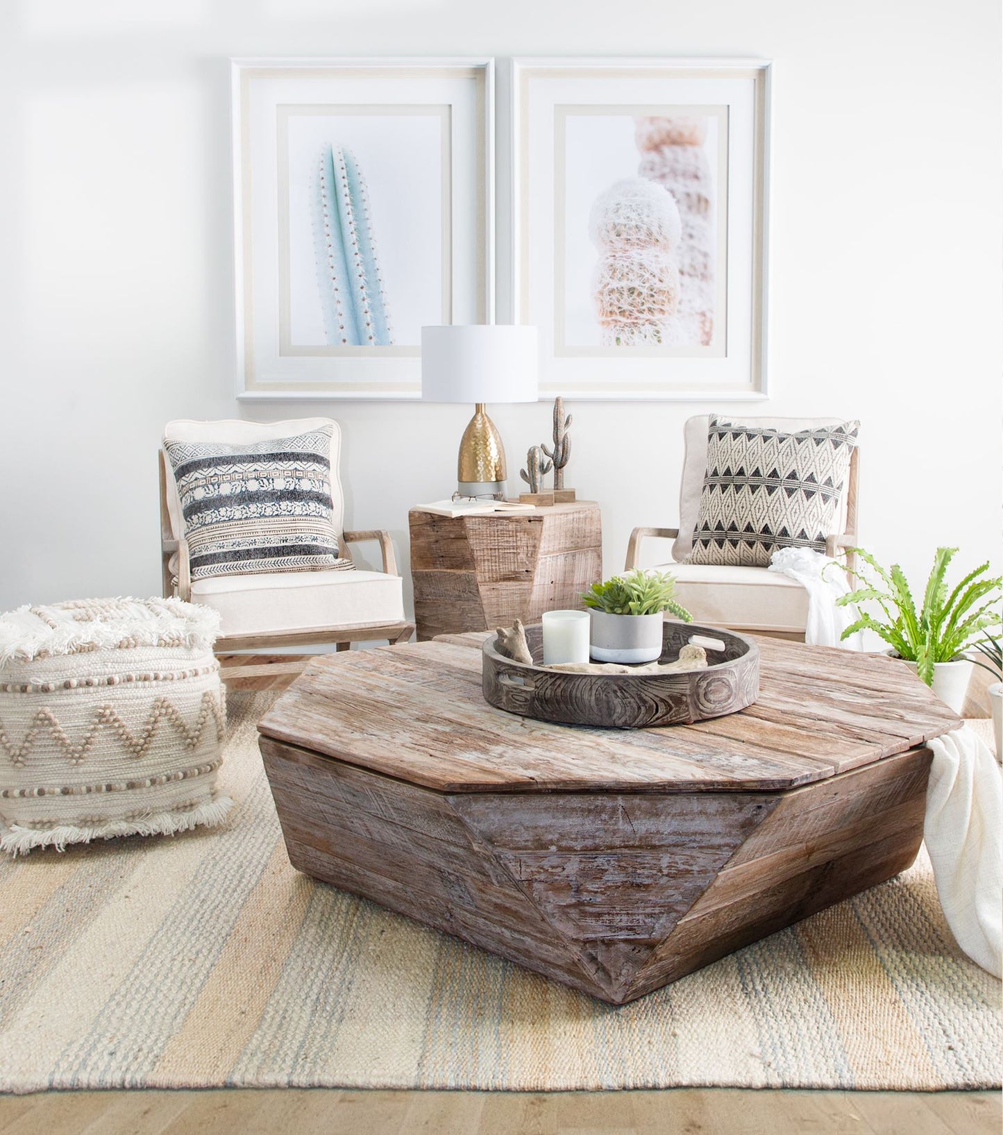 49" Natural Octagon Distressed Lift Top Coffee Table-8