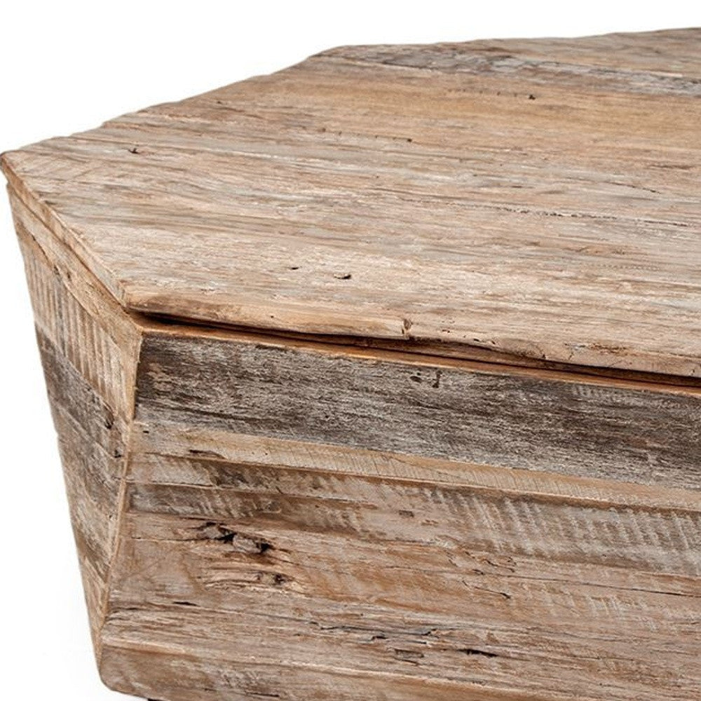 49" Natural Octagon Distressed Lift Top Coffee Table-4