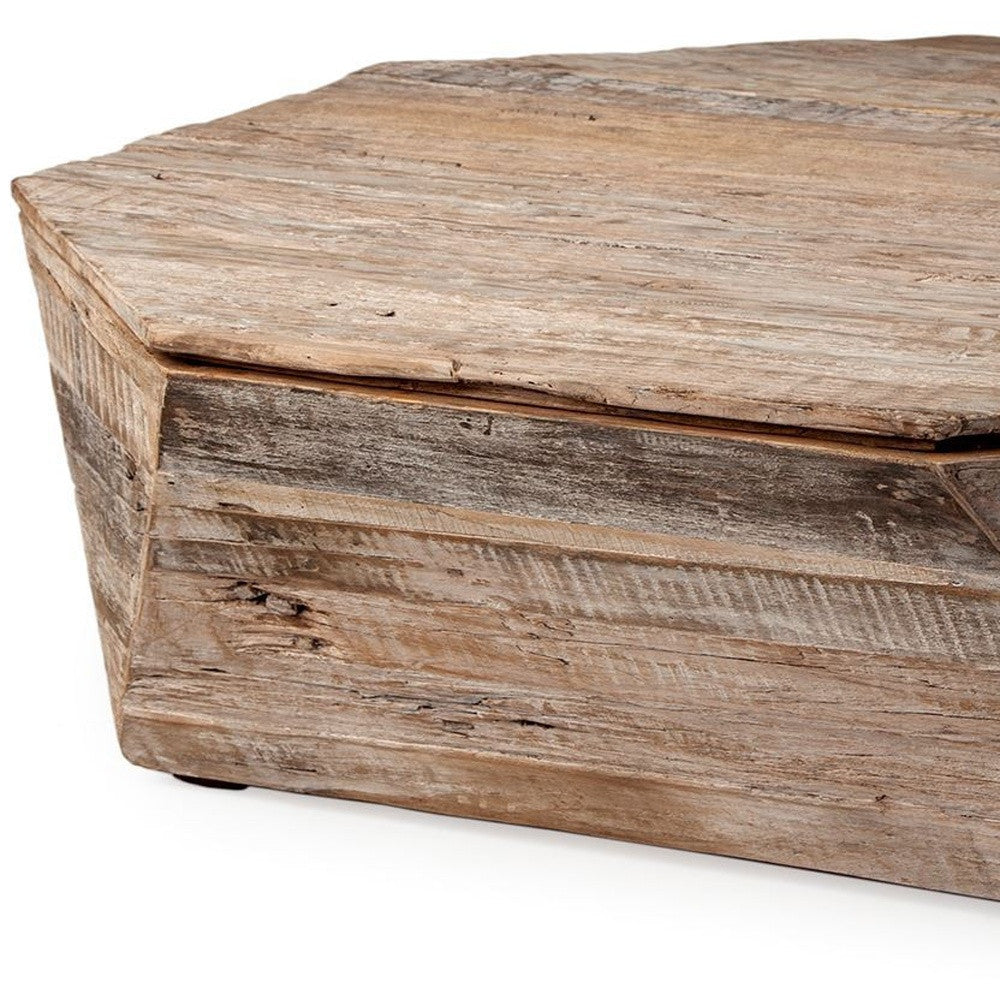 49" Natural Octagon Distressed Lift Top Coffee Table-5