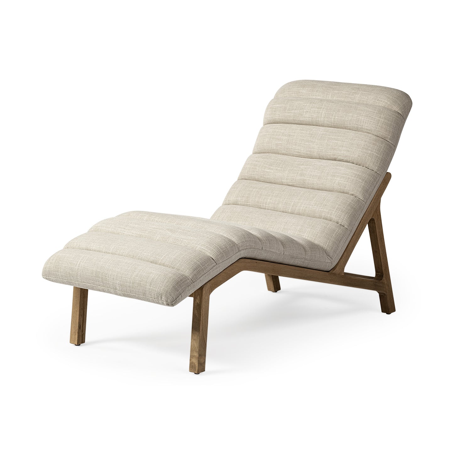 54" Cream and Brown Fabric Tufted Lounge Chair-0