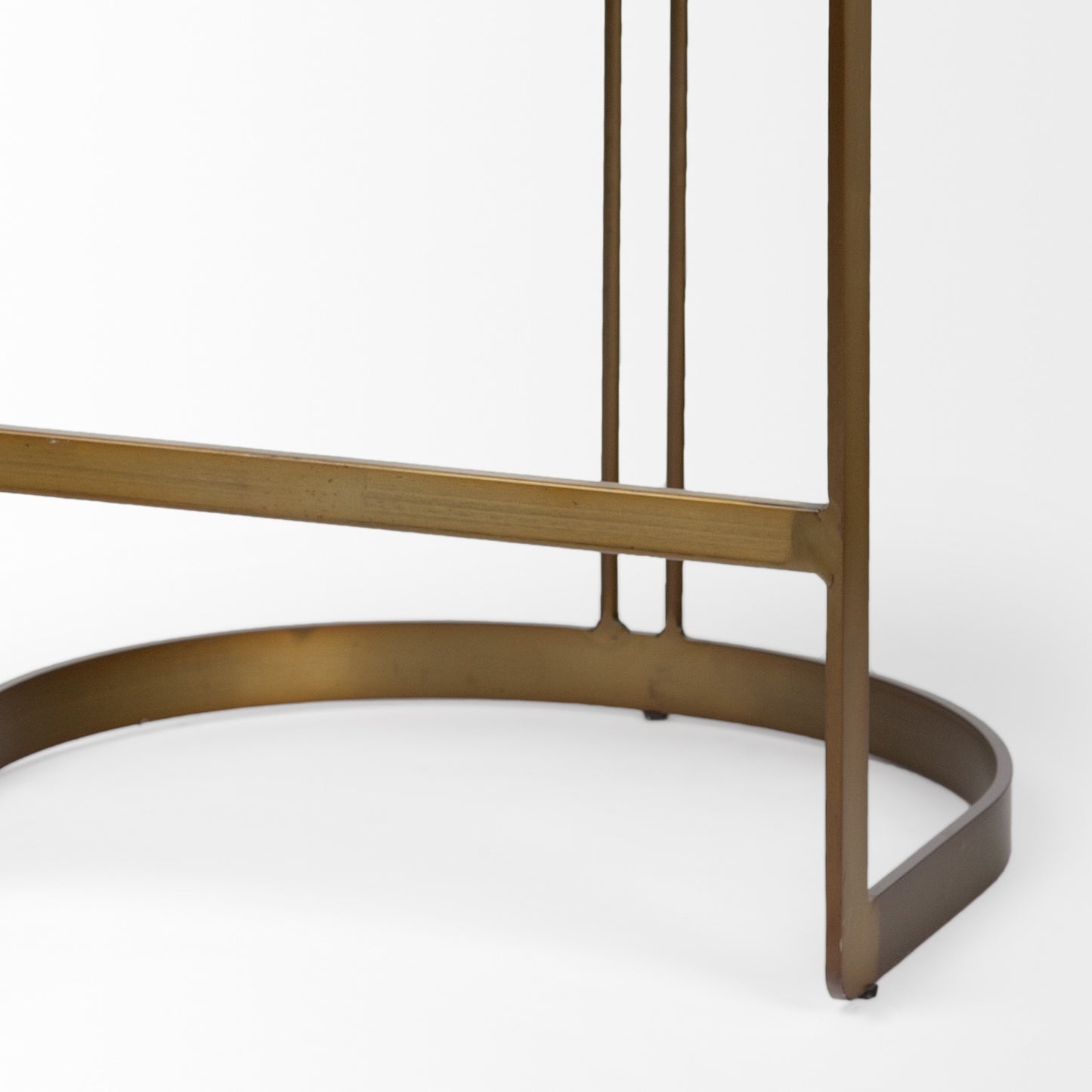 29" Black and Gold Leather and Metal Low Back Bar Height Bar Chair-8