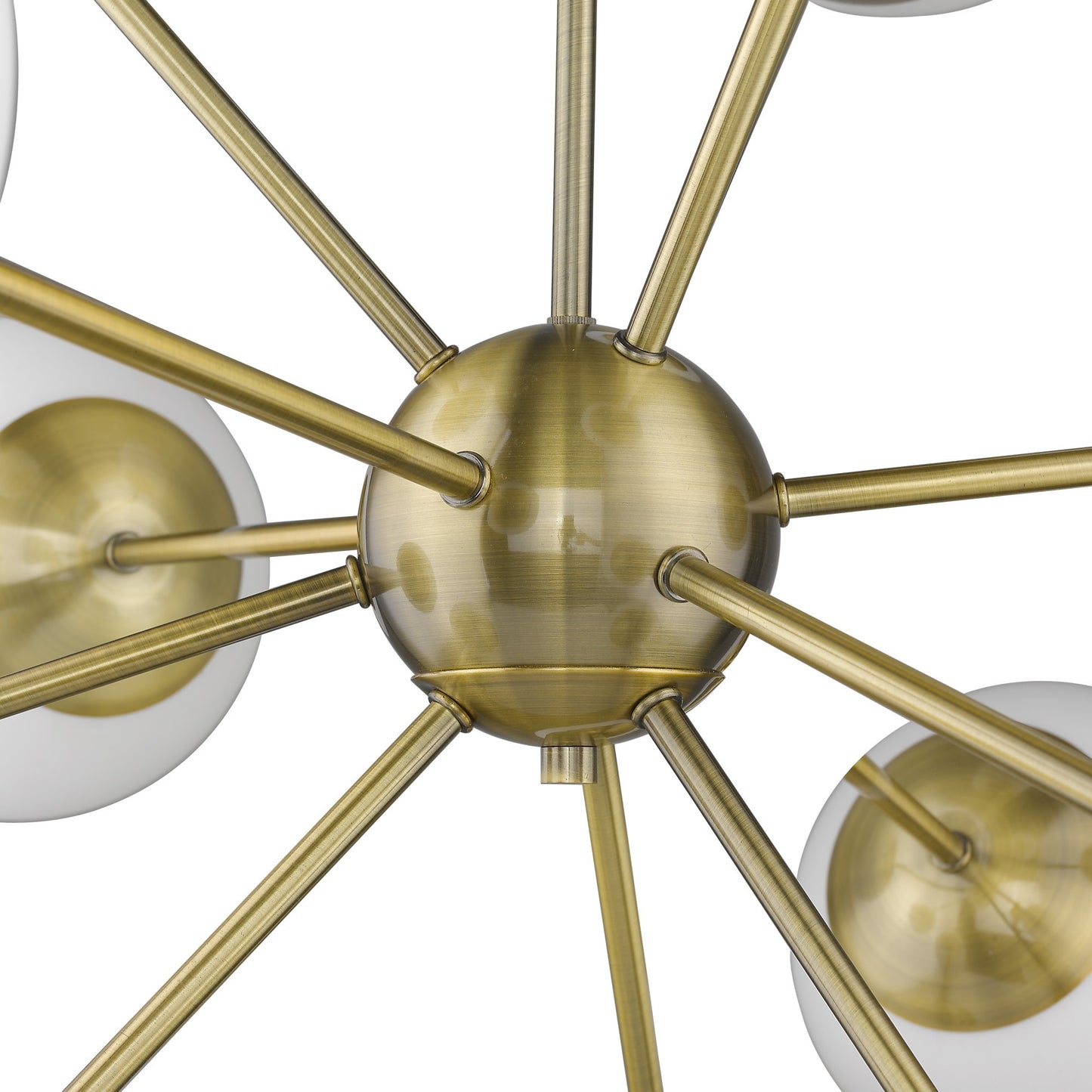 Brass Sputnik Twelve Light Frosted Metal Dimmable Chandelier With White Shades-5