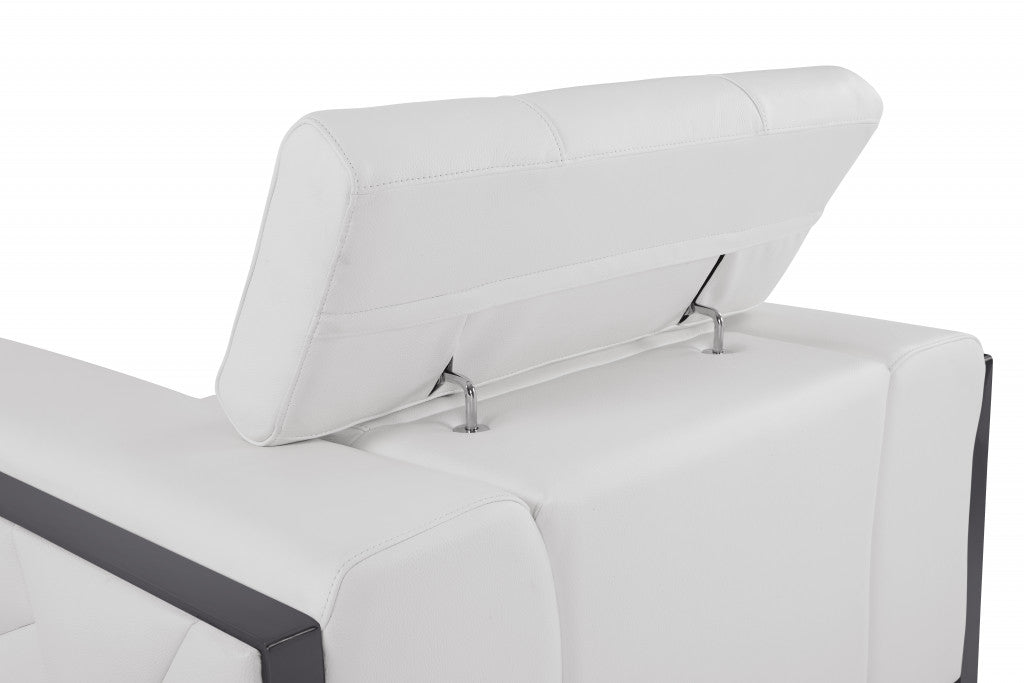 48" White And Gunmetal Italian Leather Arm Chair-5