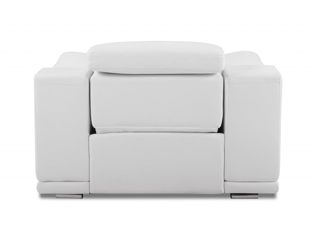 48" White Italian Leather Arm Chair-2