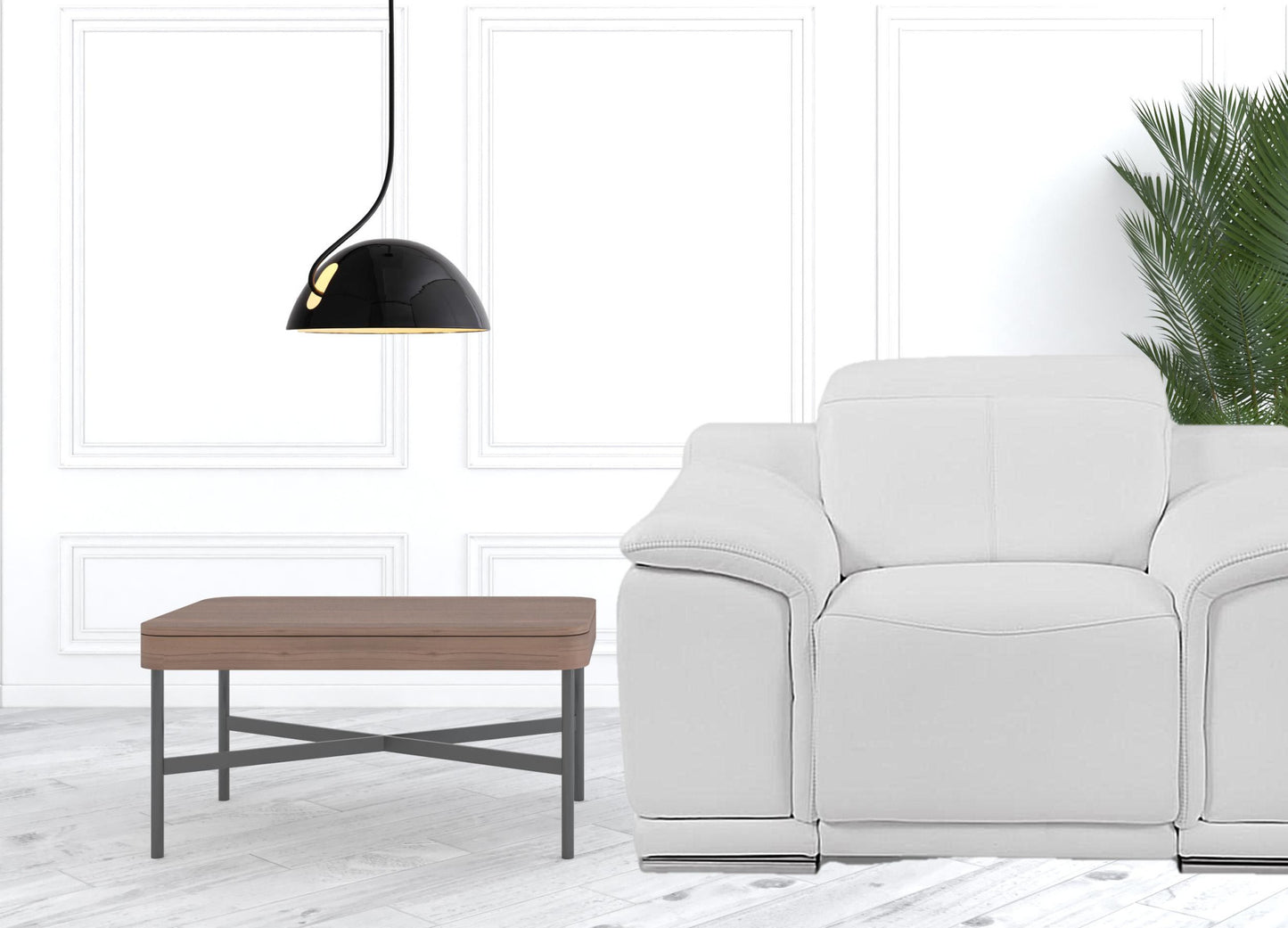 48" White Italian Leather Arm Chair-4