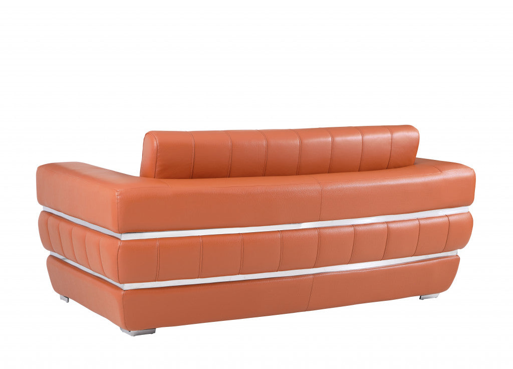 Two Piece Indoor Camel Italian Leather Five Person Seating Set-4