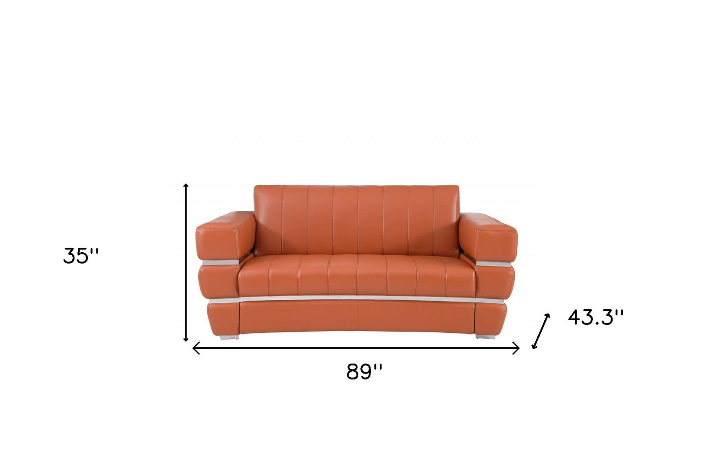 Two Piece Indoor Camel Italian Leather Five Person Seating Set-6