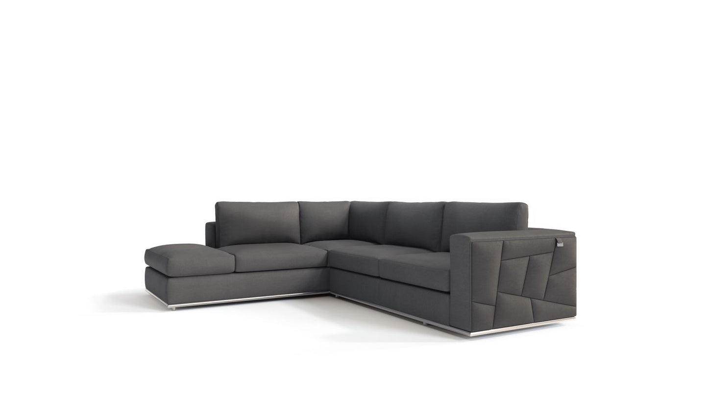 Dark Gray Italian Leather L Shaped Two Piece Corner Sectional-0