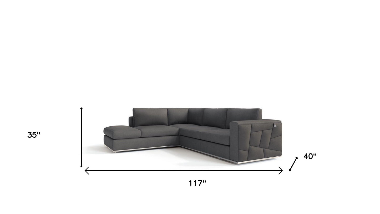 Dark Gray Italian Leather L Shaped Two Piece Corner Sectional-4