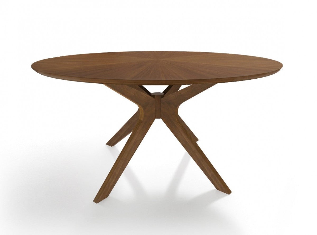 59" Brown Rounded Pedestal Base Dining Table-1