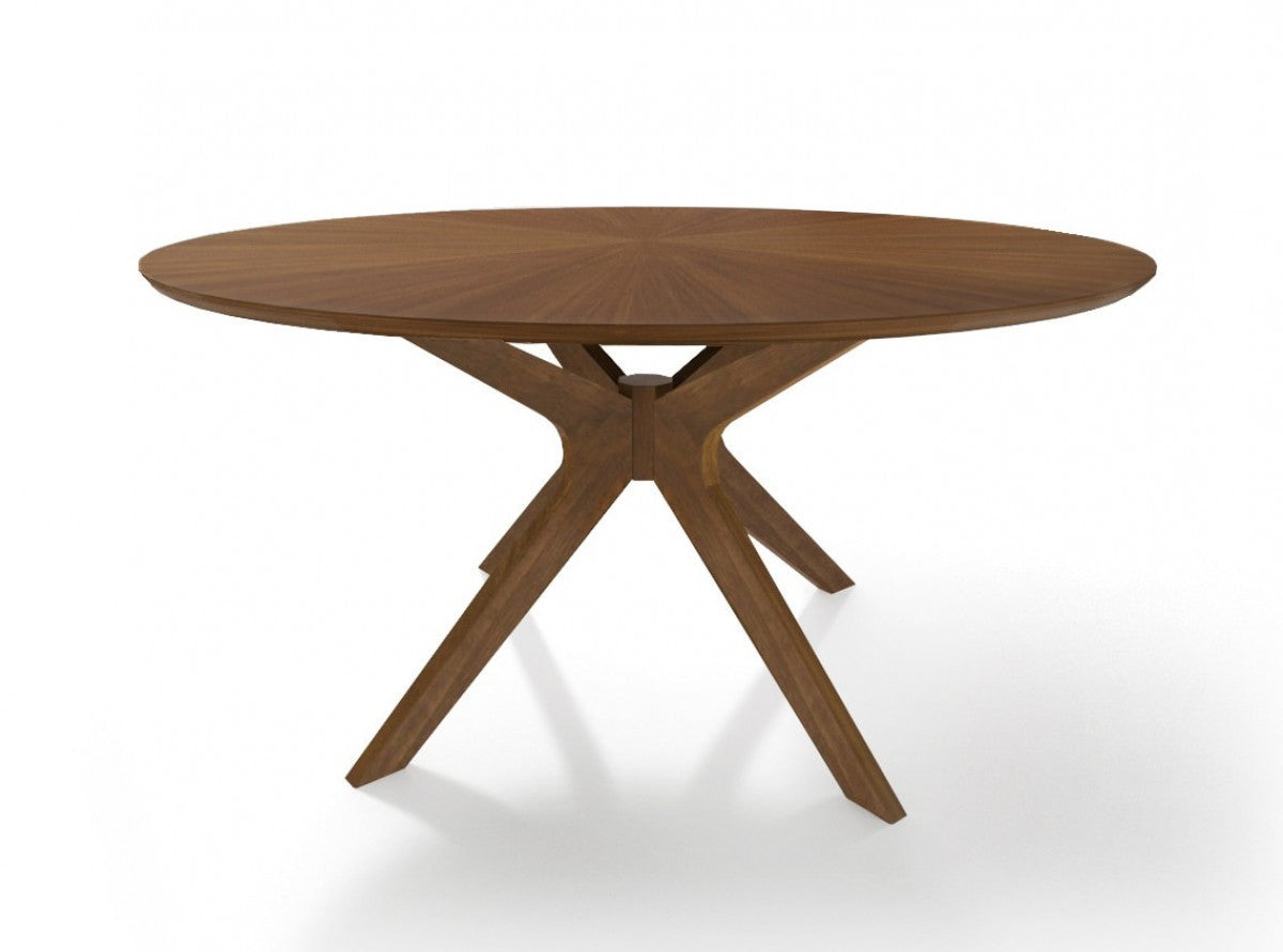 59" Brown Rounded Pedestal Base Dining Table-2