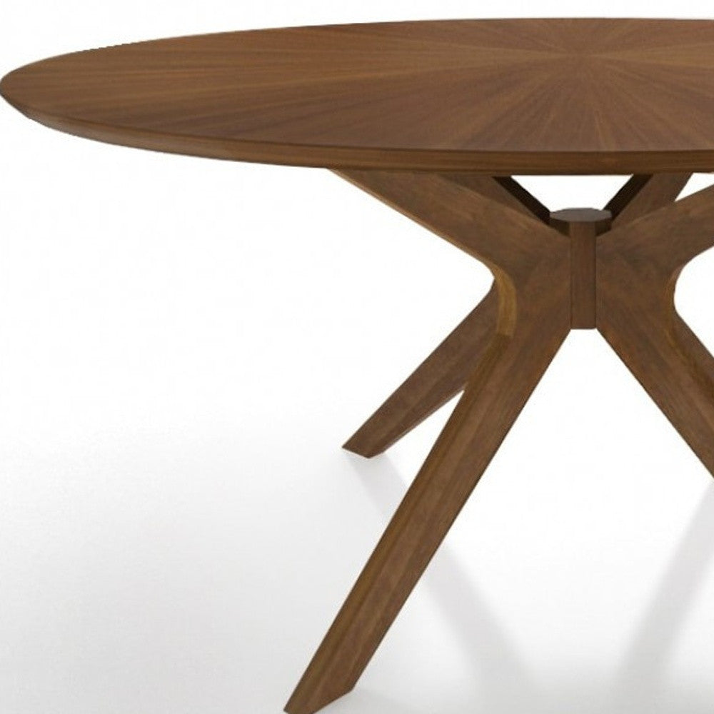 59" Brown Rounded Pedestal Base Dining Table-3