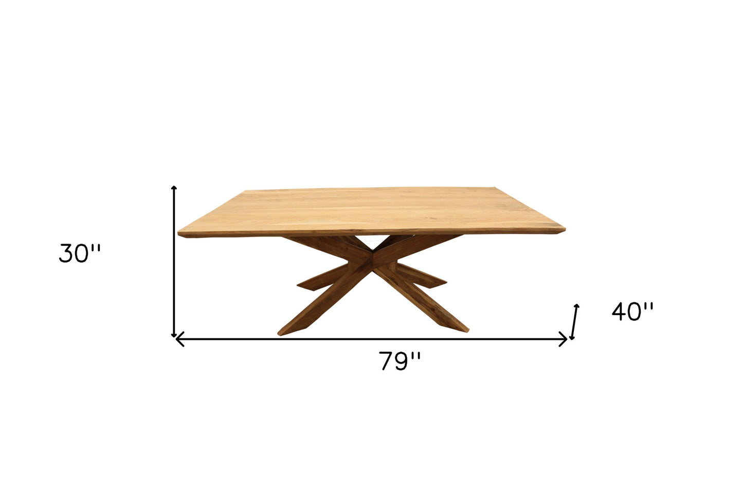 79" Natural Solid Wood Pedestal Base Dining Table-5