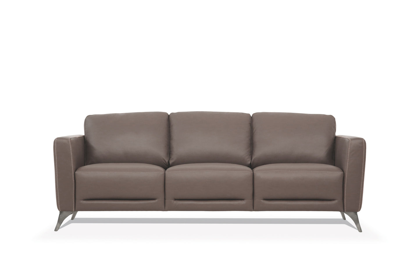 83" Taupe Leather Sofa With Black Legs-1